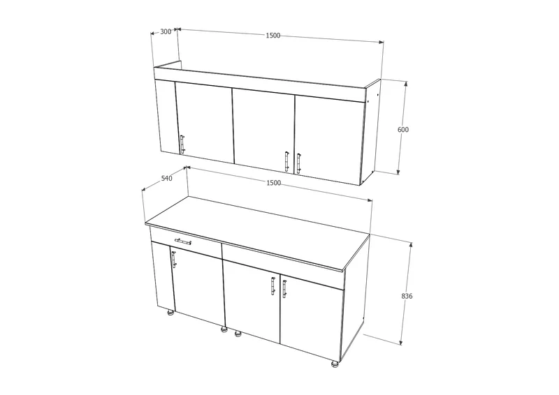 Set Bucatarie Reno, Stejar Sonoma/Verde, L 150 cm